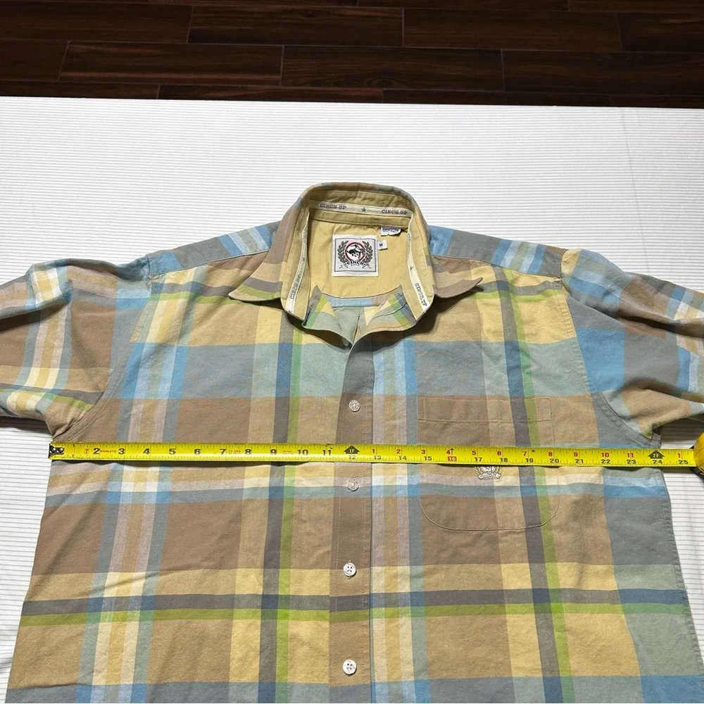 Cinch Men’s‎ Shirt Medium Long Sleeve Button Down Miller Style Tan Brown Green